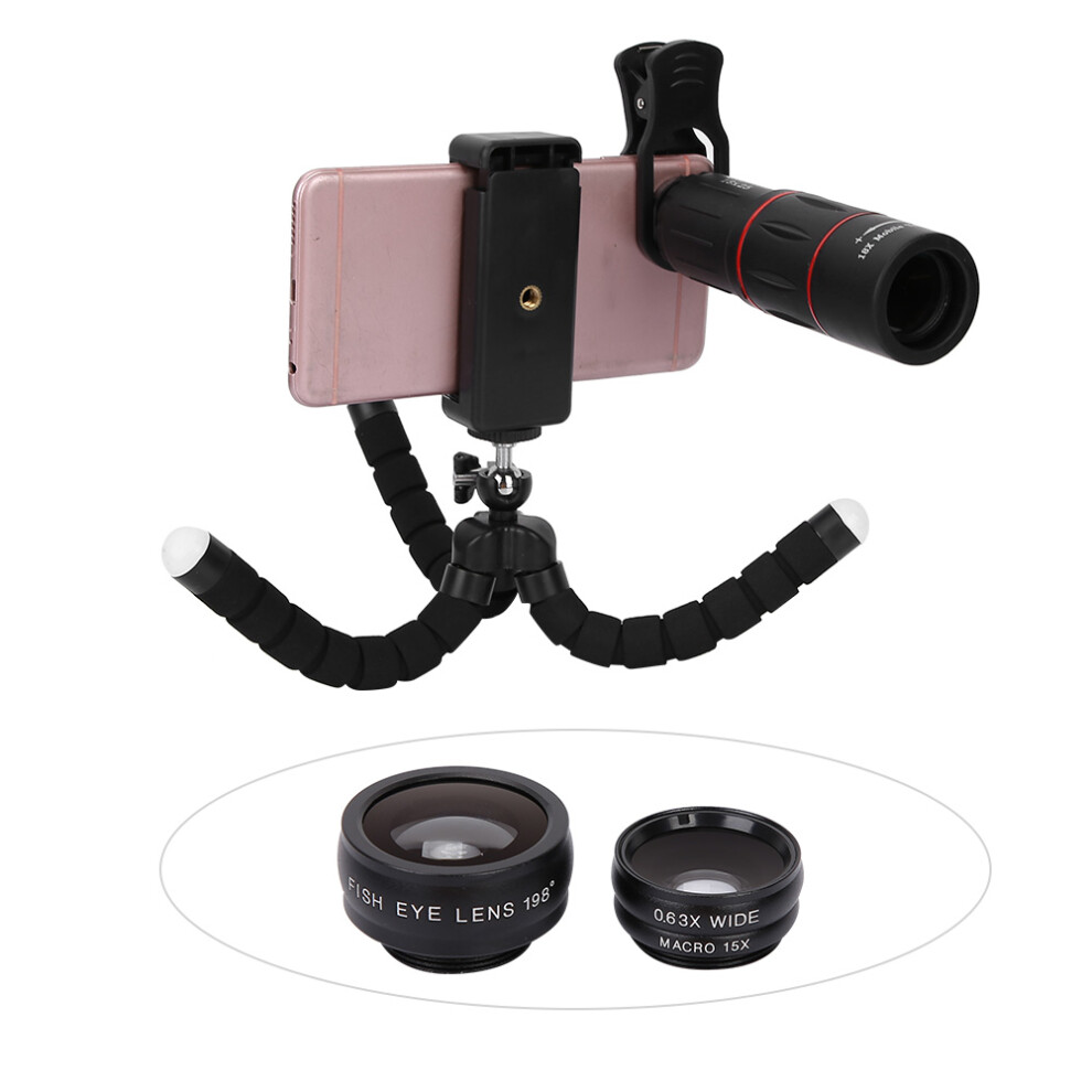 18X Long Focus Fisheye Wide Angle Macro 4-In-1 Universal Phone Lens 4641363418536