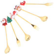 1 Set Dessertlöffel Gabel Weihnachtsthema Party Service Kit Geschenk