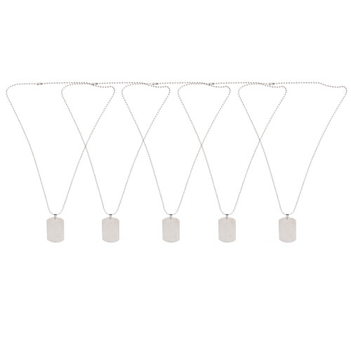 5 Titanstål Kedjor Rostfritt Halsband För (Silver)