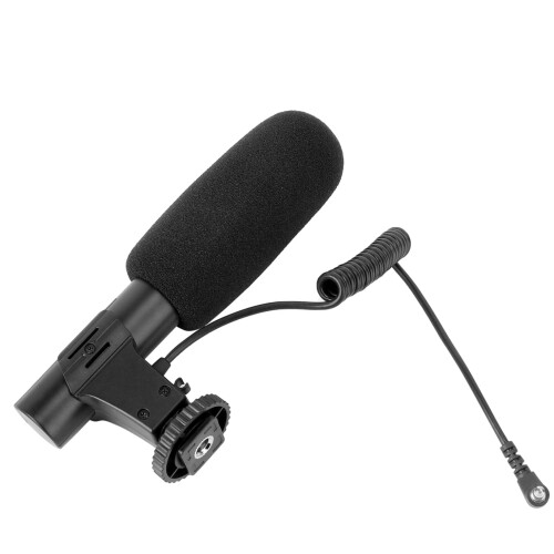 Sensitivity Interview Microphone For Camera Mic Low Frequency Attenuation For Recording Medium Black