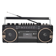 Portable Cassette Player Boombox With Built In Battery Vintage TF Card MP3 Player Bluetooth 80s Style Black