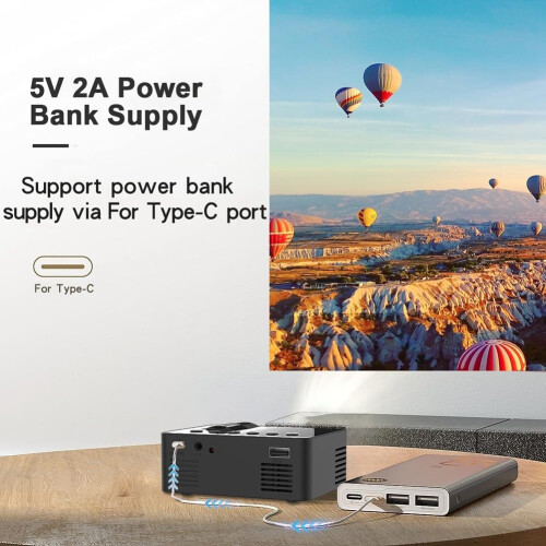 Mini Home Projector Portable Home Theater Projector Wireless Smartphone Compatible MultiFunction Easy Install 1