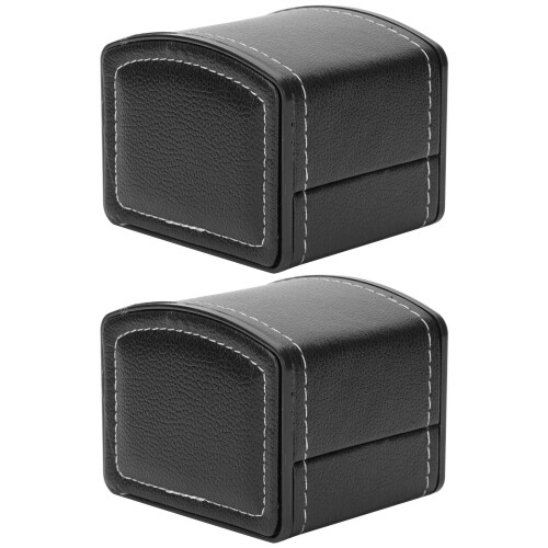 2Stk Schwarze PU Uhrenhalter Mit Deckel Ideal Für Display