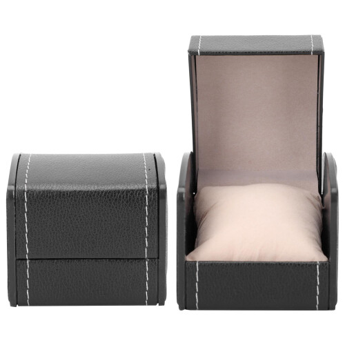 2Stk Schwarze PU Uhrenhalter Mit Deckel Ideal Für Display 1