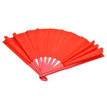 Deluxe Silk Fan with Red Bamboo Ribs for Performance and Training