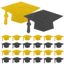 200 Pcs Examenskonfetti Kandidatmössformad Svart + Guld