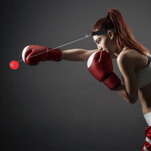 Sport Stress Relief Reflex Speed Fight Ball with Head Band (Red, 20g)