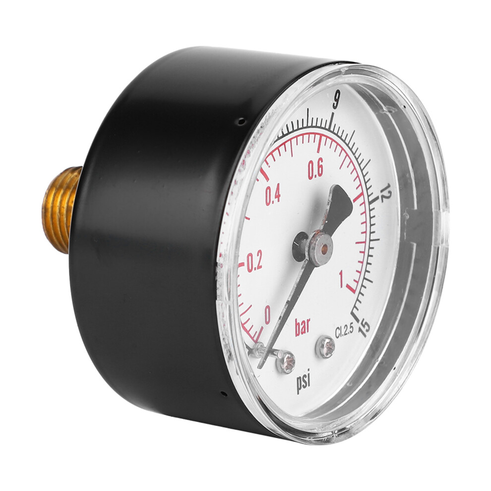 Standard Pressure Gauge 50Mm Dial 1/4 Bspt Back For Air Water Oil Gas 0-15Psi 8771363426678