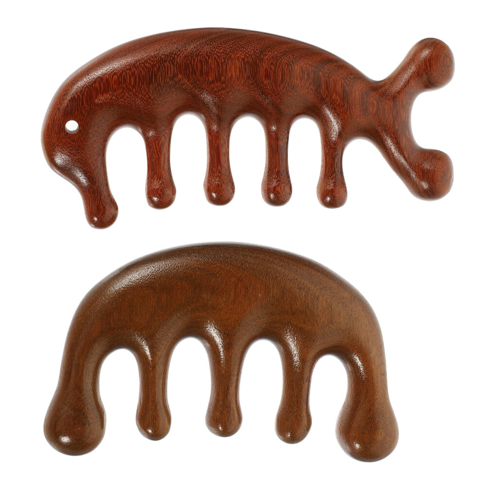 Sandalwood Comb WideTooth Wooden Scalp Massager Natural Hair Care Tool 2Piece Set For Women