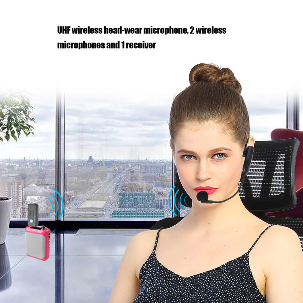 Uhf Wireless Head-Wear Microphone Set 2 Mic 160Ft 6H Working 3191363427737