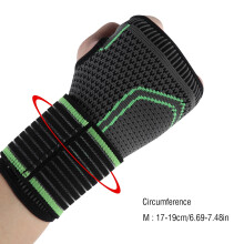 Sport Protection Wristband Bracer M Black-Green, Adjustable Pressure Belt