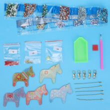 Colored Horse Diamond Painting Keychain - DIY Craft with Tools Included