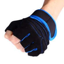 2 Stück Halbfinger-Handschuhe zum Gewichtheben blau Größe M