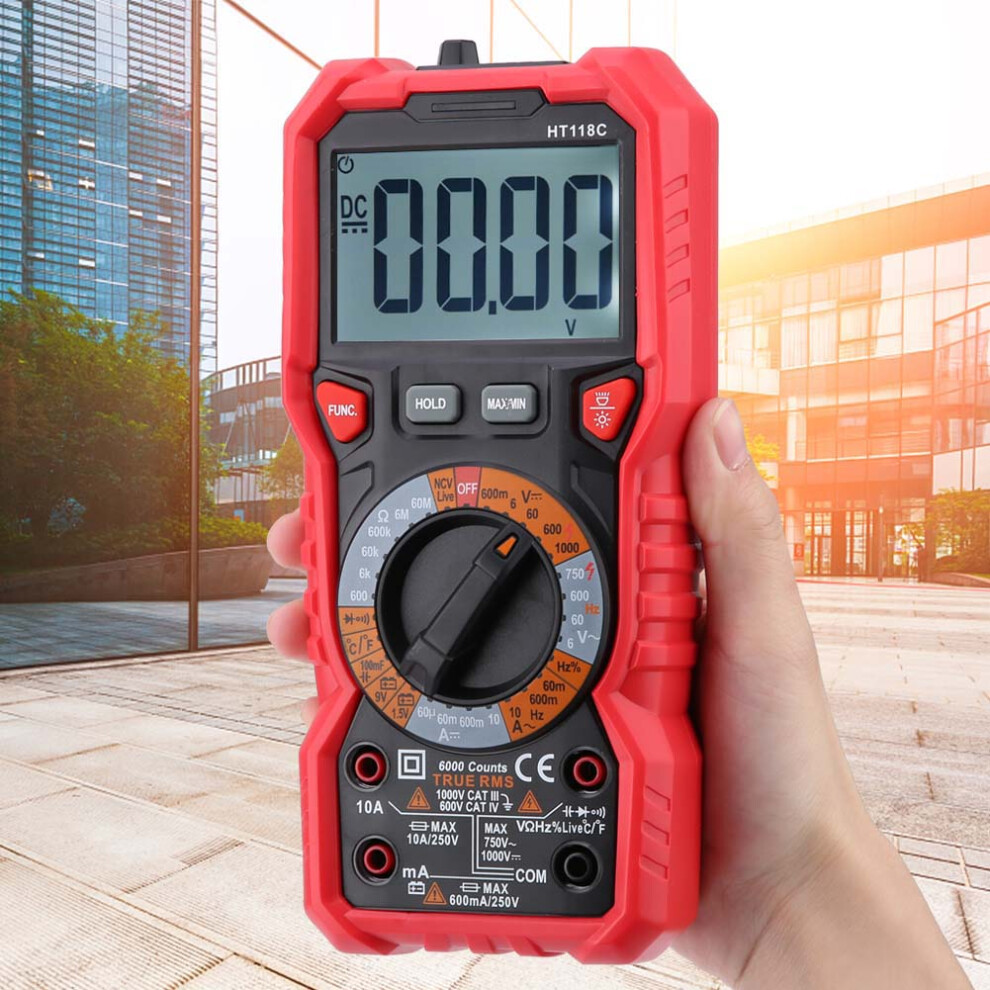 Ht118c Digital Multimeter Ac/Dc Volt Amp Ohm & Temp With Flashlight 7901363435412