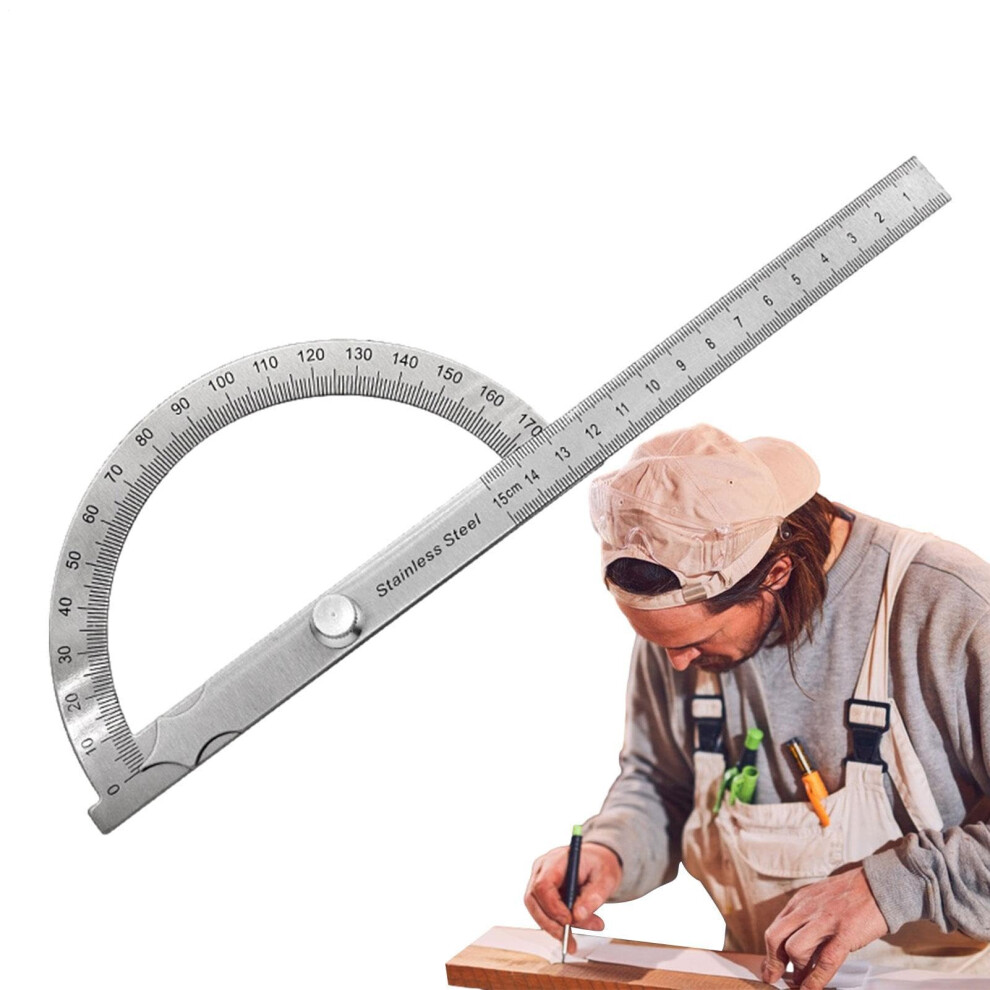 Protractor Angle Finder Stainless Steel Woodworking Ruler Measuring Tool Math Protractor 15Cm 9067246003098