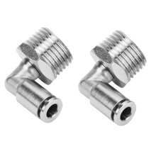 2Pcs Copper Nickel 6mm Pneumatic Quick Connectors with 90 BSPP Male Thread