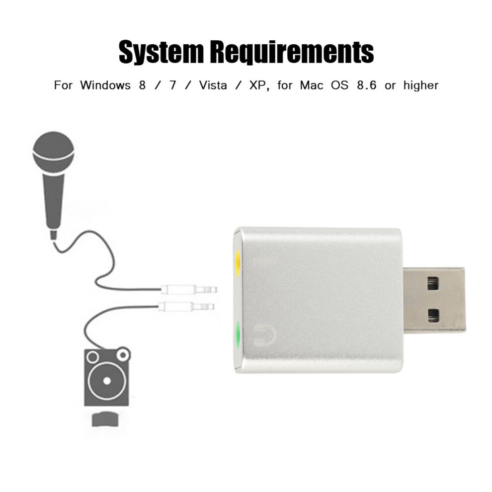7.1 Channel Usb 2.0 External Stereo Sound Card Adapter Silver 4641363437896