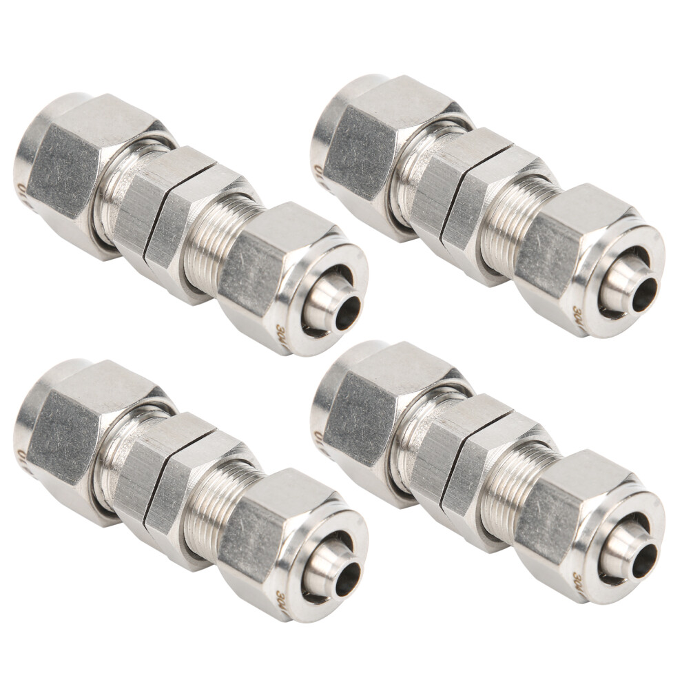 4Pcs Stainless Steel Ferrule Compression Fitting 2-Touch Bulkhead Connector 4011363439938