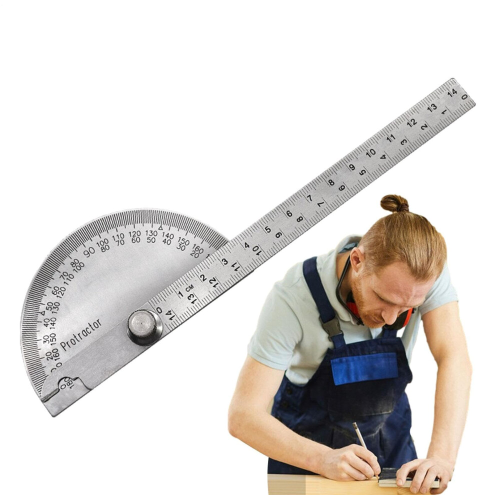 Protractor For Woodworking Stainless Steel 180Degree Angle Gauge 14Cm Solid Measuring Tool For Drawing Geometry 9105992313945