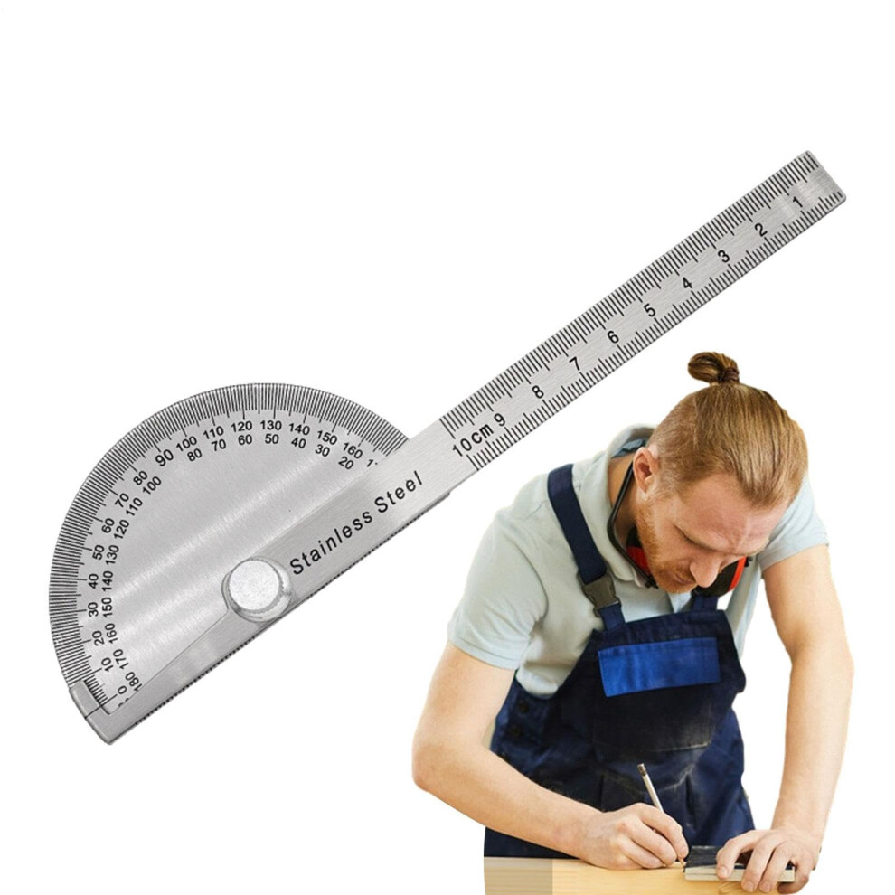 Protractor Angle Finder Stainless Steel 10cm Solid, Angle Ruler, Measuring Tool For Drawing, Woodworking, Geometry