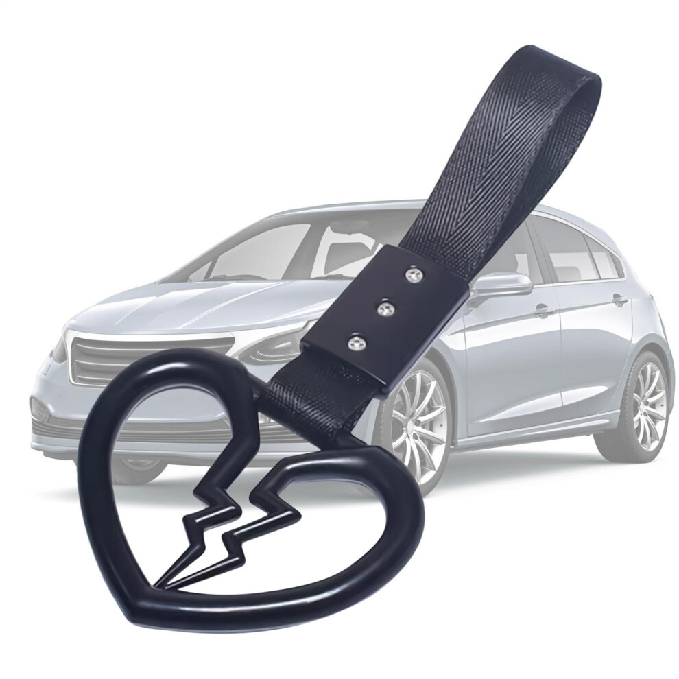 Broken Heart Car Handle Rear Bumper Warning Ring For Car Bus Subway Hand Strap Drift Charm Black 9105992314140