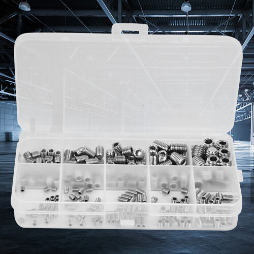 Headless Concave End Set Screws 245Pcs Stainless Steel Hex Socket Fasteners