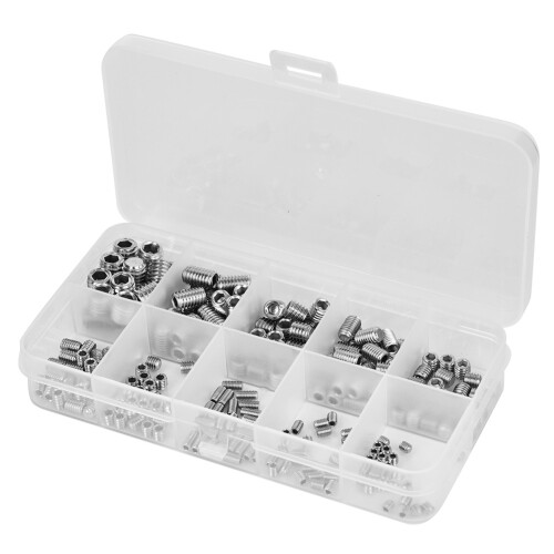 Headless Concave End Set Screws 245Pcs Stainless Steel Hex Socket Fasteners 2