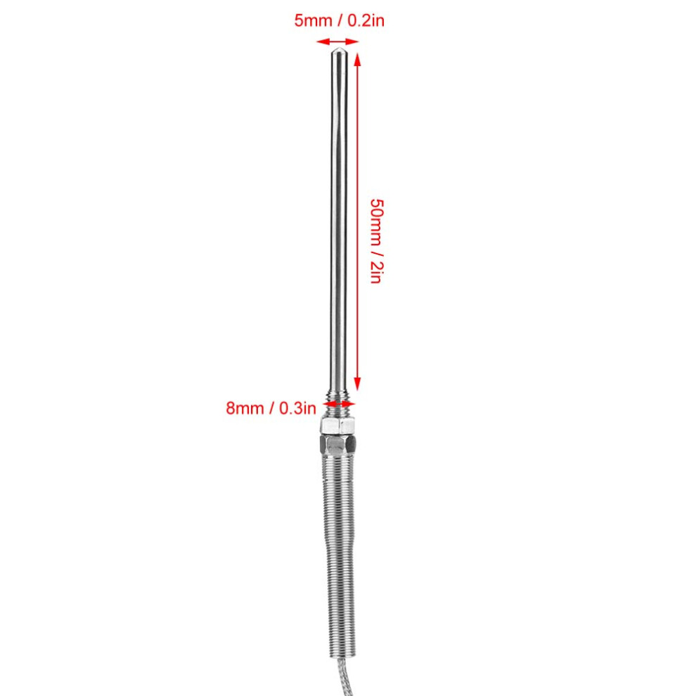 M8 Thread Type K Thermocouple Sensor 50mm Probe 0-400 1m Wire