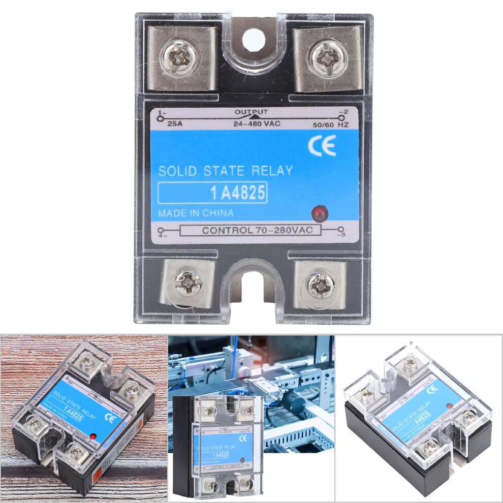 Single Phase Solid State Relay 70-280Vac Control 24-480Vac Load 25A Compact 30X44x59mm 4041363448371