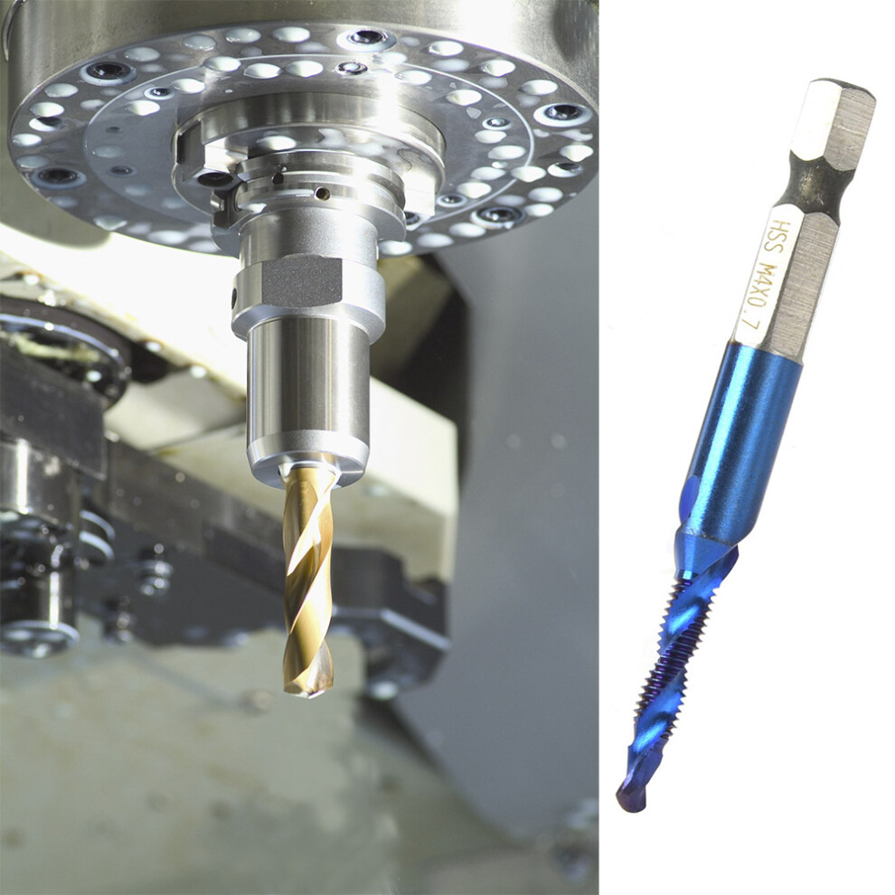 Hss Compound Tap Drill Bit Blue Coated 6.35Mm Hex Shank For M4 Metal Work 8791363448623