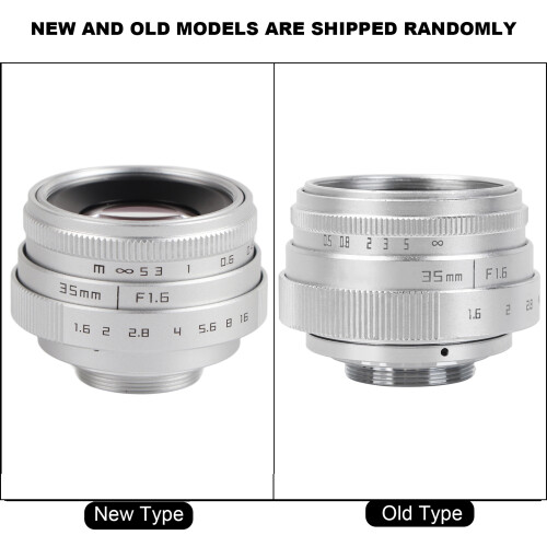 35 mm F1.6 CCTV C-Mount-Objektiv, 37 mm Filter, Silber