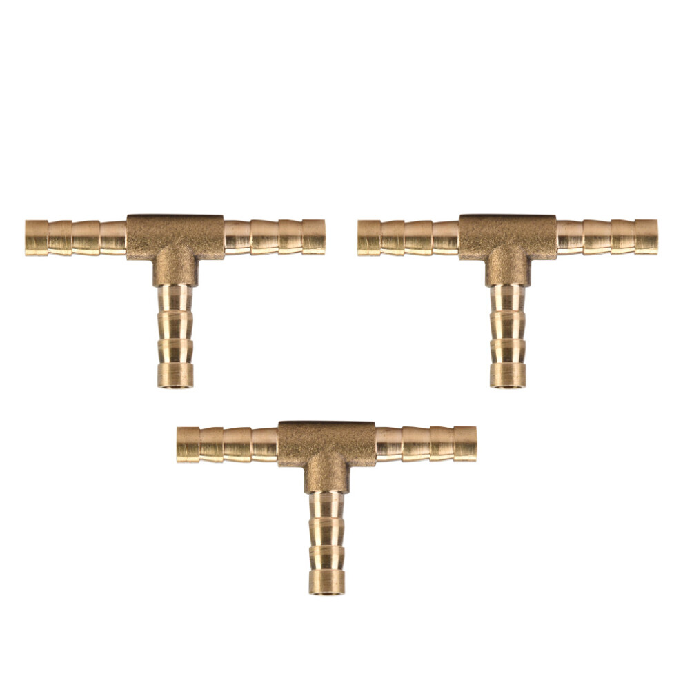 5Pcs Brass T 3-Way Hose Joiner Fittings For Air Water Oil Gas 6Mm 4621363455106