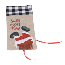 Capa de garrafa festiva para vinho, elegante bolsa para vinho com estampa xadrez vermelha e preta. Acabamento fino, tecido durável e toque