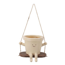 Hängender Pflanztopf im Schaukeldesign, niedlich und einzigartig, aus Kunstharz mit lächelndem Gesichtsausdruck, ein echter Hingucker, robust und