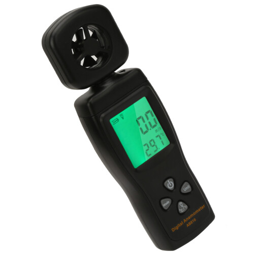 AS816 Mini Digital Anemometer Wind Speed & Temperature Tester, 0.3-30 m/s, LCD Backlight 2