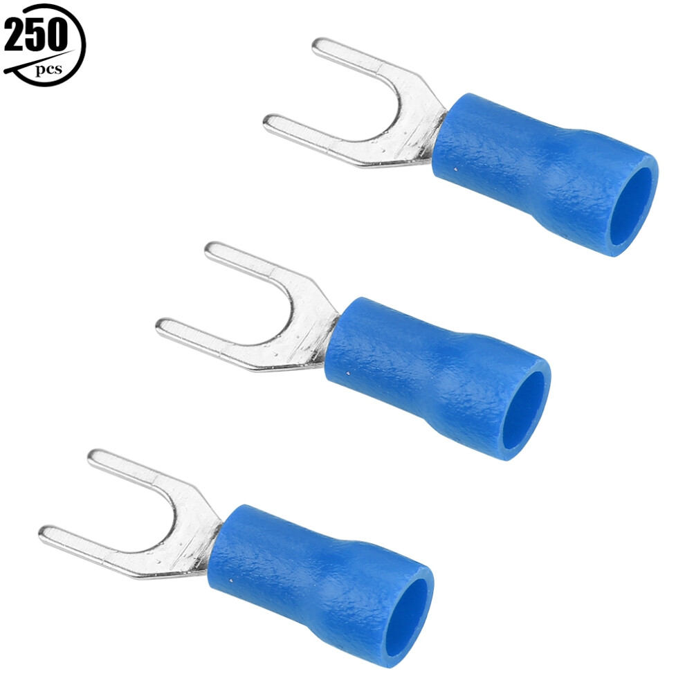 250Pcs Blue Crimp Fork Connector Set For Electrical Wire Terminals 7891363459313