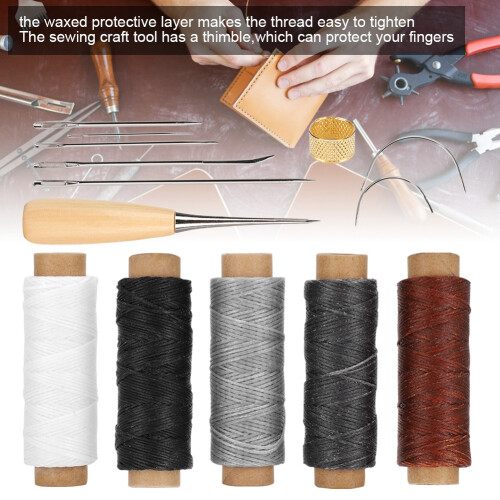 Leather Sewing Kit: Assorted Needles & 5 Rolls Waxed Thread 80pc Set 2