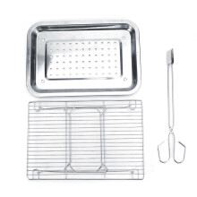 Verstelbaar, buigbestendig rooster met verhoogde poten, ovenbestendig roestvrijstalen koelrek voor grillen en bakken, opvouwbare barbecuestandaard