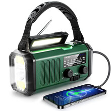 Emergency Radio Solar Powered AM FM Weather 10000mAh Battery Phone Charger Green
