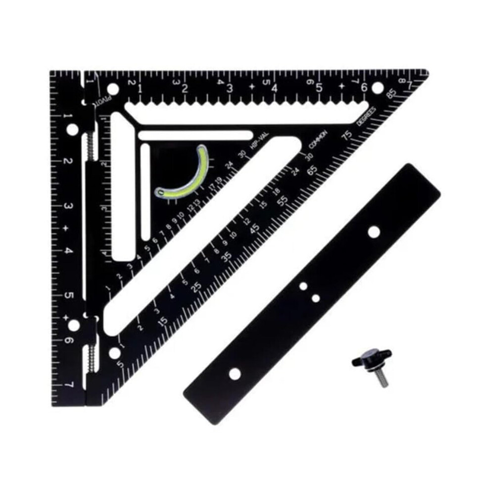 6In1 Carpenter Square 7Inch Aluminum Alloy Rafter Square Ruler Protractor Layout Tool With Level Woodworking Framing 9067246007775