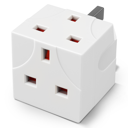 2 Way 3 Pin Plug Adapter, 13A Power Splitter