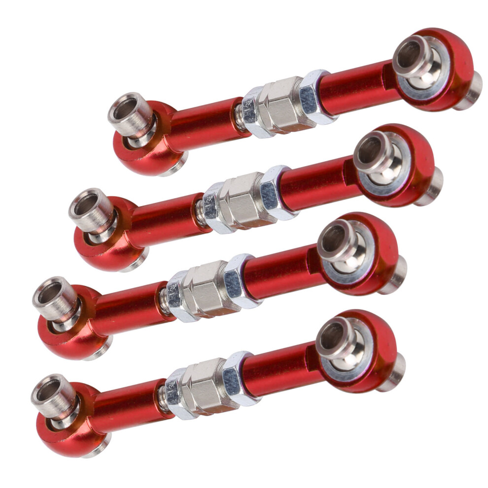 4Pcs Aluminum Steering Linkage Rods For 1/10 Hsp 94122 Rc Car Red 5031363465484