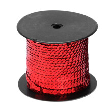 100 Yard Red 6mm Sequin Line Decorative Thread for Clothing Shoe & Craft Use