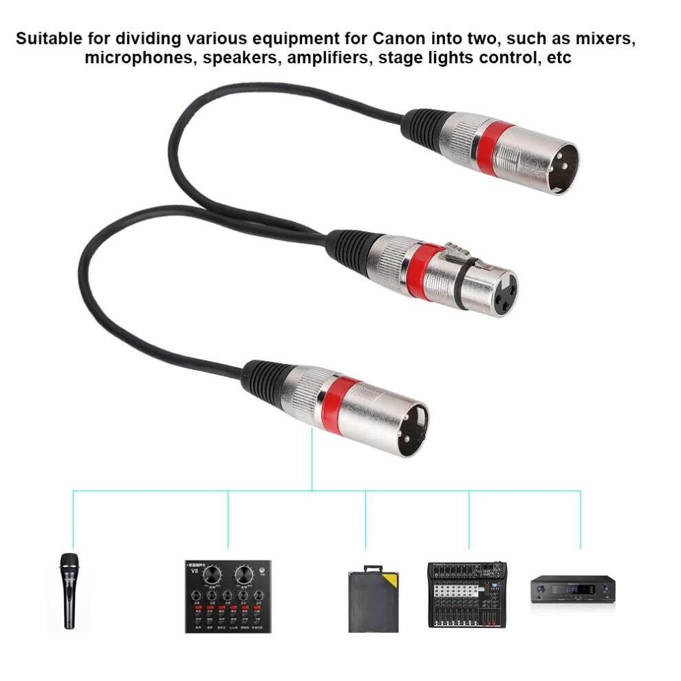 Xlr Female To 2 Male Audio Splitter Cable 30Cm For Canon Microphone Extension Red 9301363468010
