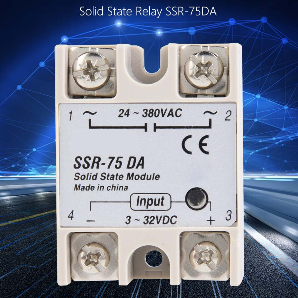 Heavy Duty Ssr-75Da 75A Solid State Relay 3-32Vdc To 24-380Vac 7891363467226