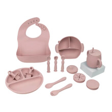 Adjustable Bib for Baby, Soft Spoon with Silicone Baby Feeding Set Suction Bowl Divided Plate Drinking Cup with Straw, Travel-Friendly Baby Led Weanin