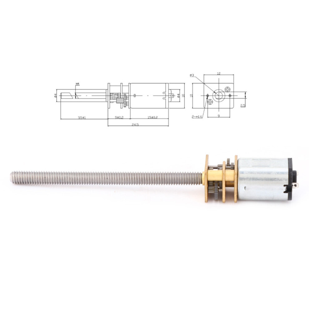 N20 Gear Motor Lead Screw 12V 55Mm M4x55mm Speed Reduction Option 8141363468549