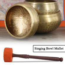 Mahogany Handle Felt Striker Mallet for Singing Bowl - Orange