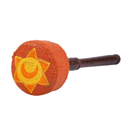 Mahogany Handle Felt Striker Mallet for Singing Bowl - Orange 2