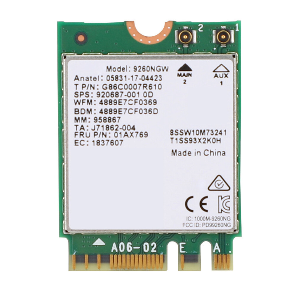 Intel 9260 1.73Gbps M.2 Wi-Fi + Bluetooth 5.0 Network Card With 2Db Antennas 7691363470048